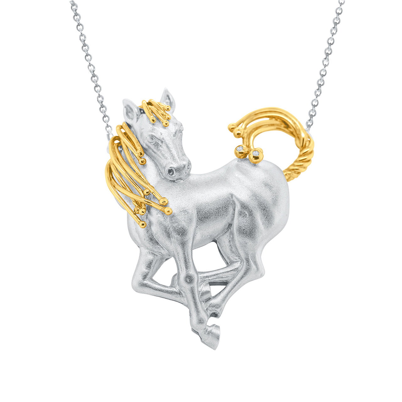 Diamond Accent Unicorn Bracelet in Sterling Silver with 14K Gold Plate -7.5