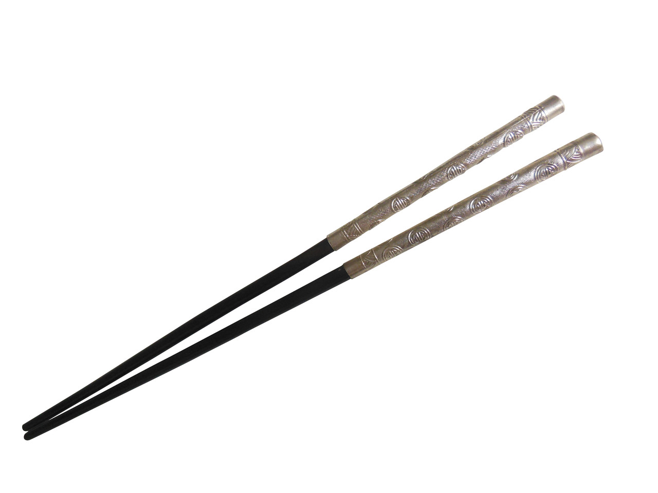 Handmade Chopsticks in Wood and Carved Sterling Silver