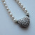 Vintage Mini Diamond Heart on Tiny Pearl Necklace 14K White Gold, Possibly Tiffany & Co  Vintage Mini Diamond Heart on Tiny Pearl Necklace 14K White Gold, Possibly Tiffany & Co