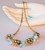 Aqua Bubbles Statement Necklace Chrysoprase Briolettes & Rock Crystal on gold