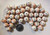 Vintage Asian Hand Painted Beads-Double Happiness, Happy Marriage, Longevity: Orange & Black on White