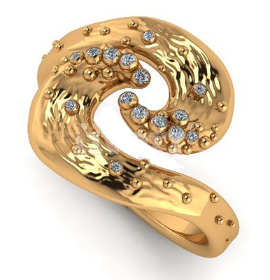 Ocean Wave Ring: 18K Gold with Diamonds