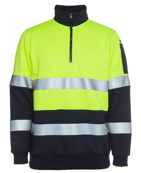 6HZFS - JB's Hi Vis 1/2 Zip (D+N) Fleecy Sweat with Reflective Tape