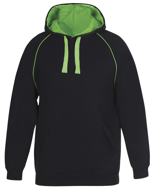 Black / Pea Green - Front - 3CFH - JB's Contrast Fleecy Hoodie -S
