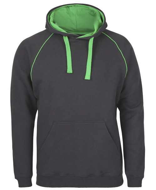 Gunmetal / Pea Green - Front - 3CFH - JB's Contrast Fleecy Hoodie -S