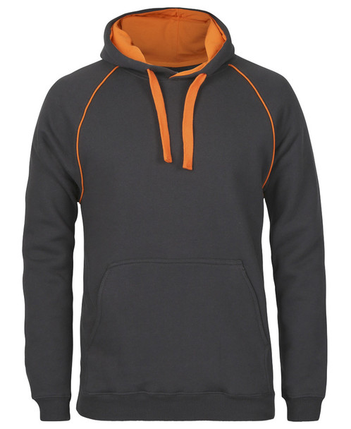 Gunmetal / Orange - Front - 3CFH - JB's Contrast Fleecy Hoodie -S