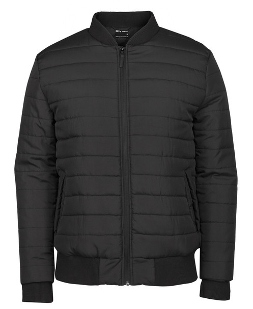 Black - Front - 3ABJ - JB's Puffer Bomber Jacket