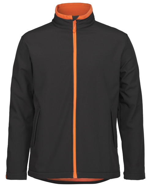 Black / Orange - Front - 3WSJ - Pdm Three Layer Softshell Jacket -2Xs