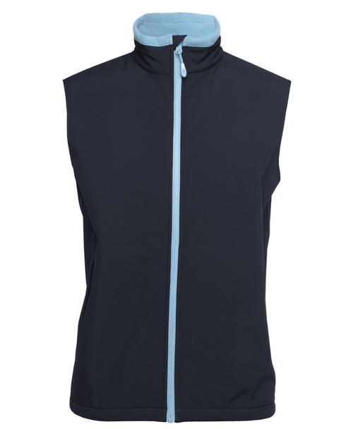 Navy / Light Blue - Front - 3WSV - Pdm Three Layer Softshell Vest