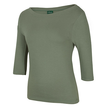 C of C Ladies 3/4 Sleeve Boat Neck Tee - Sage