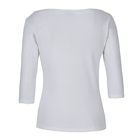 C of C Ladies 3/4 Sleeve Boat Neck Tee - White