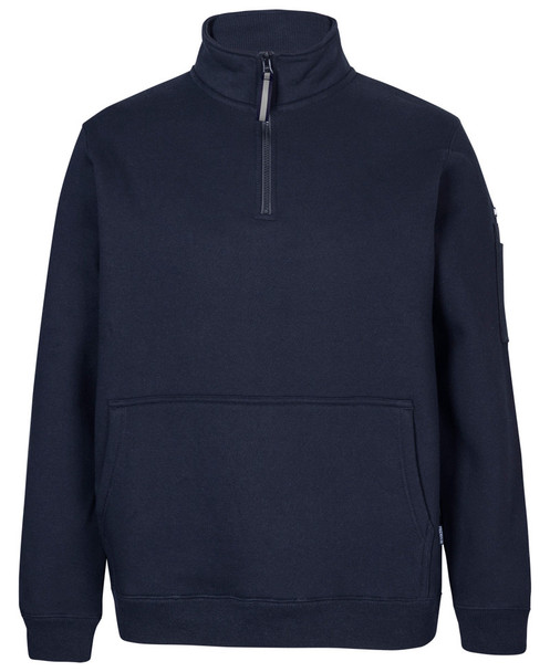 Navy / Navy - Front - 6CHF - JB's 350 Premium Trade 1/2 Zip Fleece Char Marle/Black-2Xs