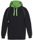 Black / Pea Green - Front - 3CFH - JB's Contrast Fleecy Hoodie -S