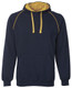 Navy / Gold - Front - 3CFH - JB's Contrast Fleecy Hoodie -S