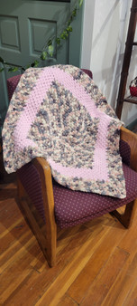 Handmade Crocheted Small Blanket Square Pink Sand Moss Stitch 30x30inch