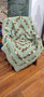 Handmade Crocheted Large Throw "Cherry Mint Chip" Moss Stitch Square  47.5x47.5inches