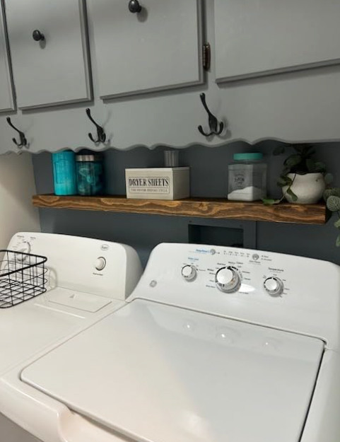 Joel's Antiques Floating Shelf on Wall in Laundry Room, Medium Brown, 2" x 6" x 60"