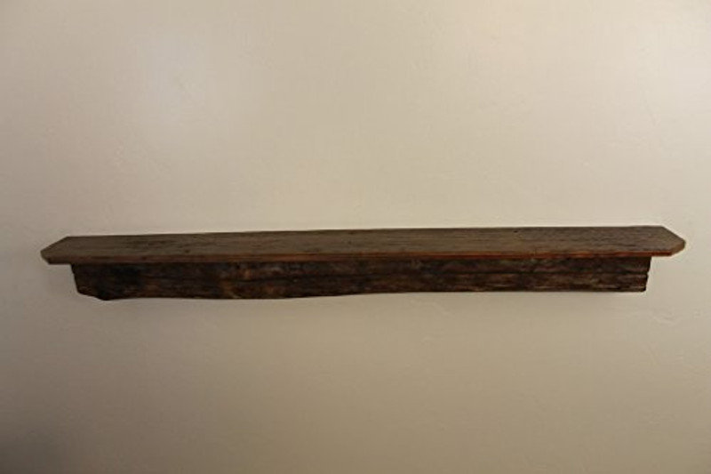 1738 66" W x 7.75" D x 6" H, Reclaimed Floating Wood Mantel, Shelf, Pine, Live Edge, Smooth Top, Old Growth