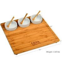 7-Piece Bamboo Serving Board with Ceramic Bowls