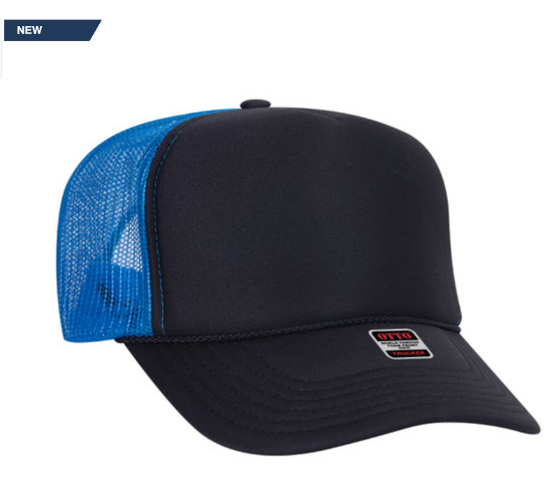 Otto Cap 5 Panel High Crown Mesh Back Trucker Hat