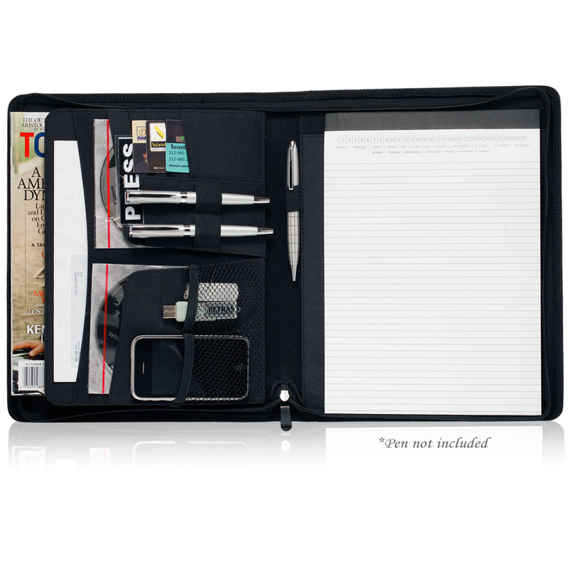 Textured Accent Zippered Portfolios