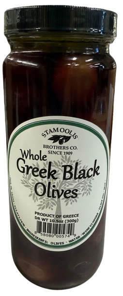 Greek Black Whole Olives in a Jar (Drained Wt 10.5oz)
