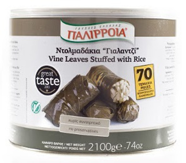 Stuffed Vine Leaves with Rice 70pcs Palirria (74oz)