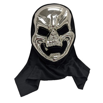 Happy Haunting Evil Silver Skull Halloween Pullover Mask One size
