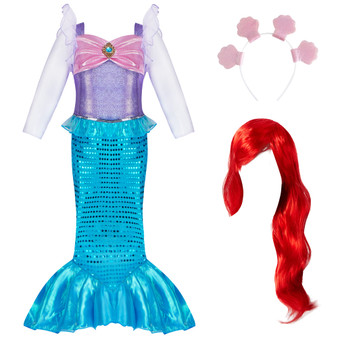 Spooktacular Creations Classic Mermaid Dress, Wig, Hair Band Child Size Small