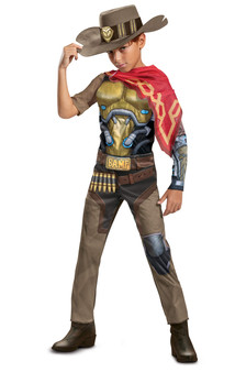 Disguise Overwatch McCree Child Costume, Jumpsuit w/Muscles, XL (14-16)