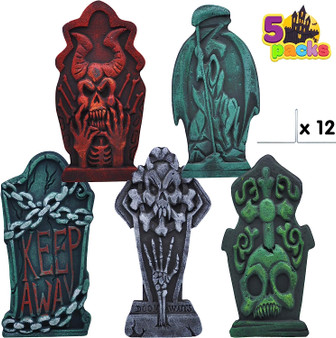 Joyin Halloween Tombstone Styro Decor 5PK w/Metal Stake/Stand 8.5"x1.4"x17"H