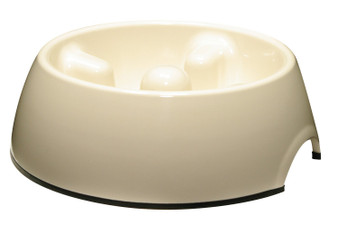 Dog It Go-Slow Anti-Gulping Bowl White Small Plastic, Non Slip, 6.75"x2.15"H 10.1oz