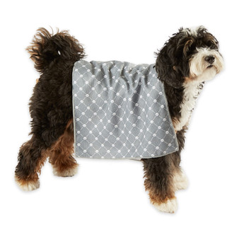 Set of 3 Bone Dry Microfiber Pet Drying Towel, Trellis Paw Print, Gray, 15"x30"