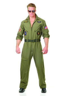 Charades Wingman Flight Jumpsuit And Belt Adult Costume, X-Large (46-48)