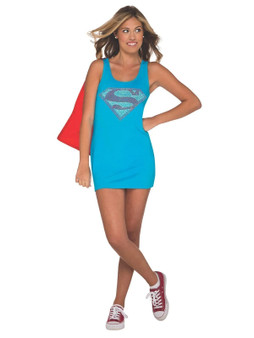 Rubie's DC Comics Supergirl Rhinestone Tank Dress w/ Cape, Teen Medium