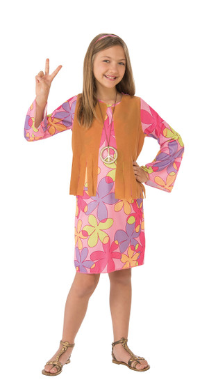 Sunshine Hippie Costume Dress w/Attached Vest