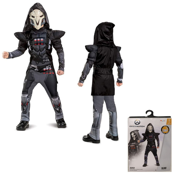 Disguise Overwatch Reaper Jumpsuit Muscle Arms, Torso, Hood & Mask Child Size S 4-6