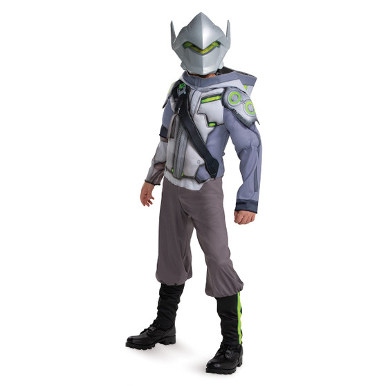 Disguise Overwatch Genji Deluxe Hooded Muscle Jumpsuit & Mask Child Size S 4-6