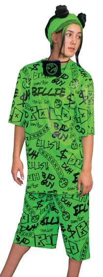 Disguise Billie Eilish Bravado Adult Top, Shorts, Head Wrap & Face Mask S (4-6)