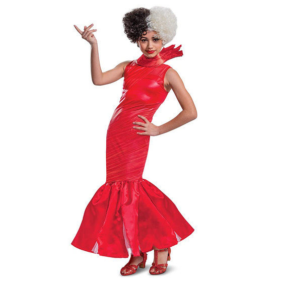 Disguise Cruella Live Action Red Dress w/ Collar, Wig Not Included Tween Deluxe Jr 7-9