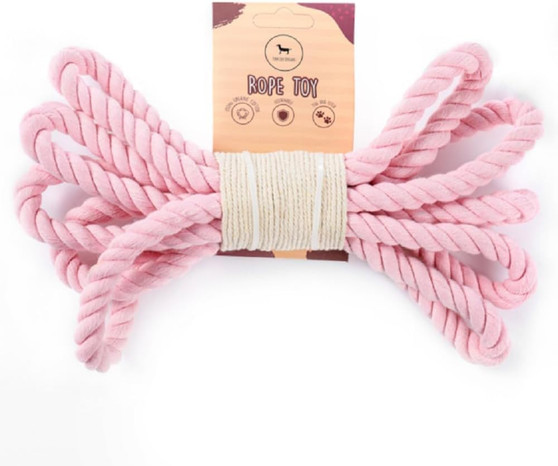 Park Life Designs Loopsy Rope Tug Toy - 100% Organic Cotton, Pink