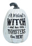 Transpac Resin White Pumpkin Wicked Witch & Little Monsters Live Here, 10"H