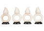 Set of 4 Transpac Dolomite Ghost Napkin Ring, 2.35"x1.35"x4.25"H