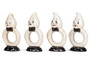 Set of 4 Transpac Dolomite Ghost Napkin Ring, 2.35"x1.35"x4.25"H