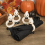 Set of 4 Transpac Dolomite Ghost Napkin Ring, 2.35"x1.35"x4.25"H
