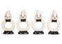 Set of 4 Transpac Dolomite Ghost Napkin Ring, 2.35"x1.35"x4.25"H