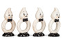 Set of 4 Transpac Dolomite Ghost Napkin Ring, 2.35"x1.35"x4.25"H