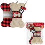 DELK Pet Christmas Stockings Bone Shape 2 Piece Set Fabric Large Size