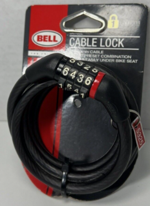 Bell Cable Lock 5 ft x 8mm 4-Digit Preset Combination