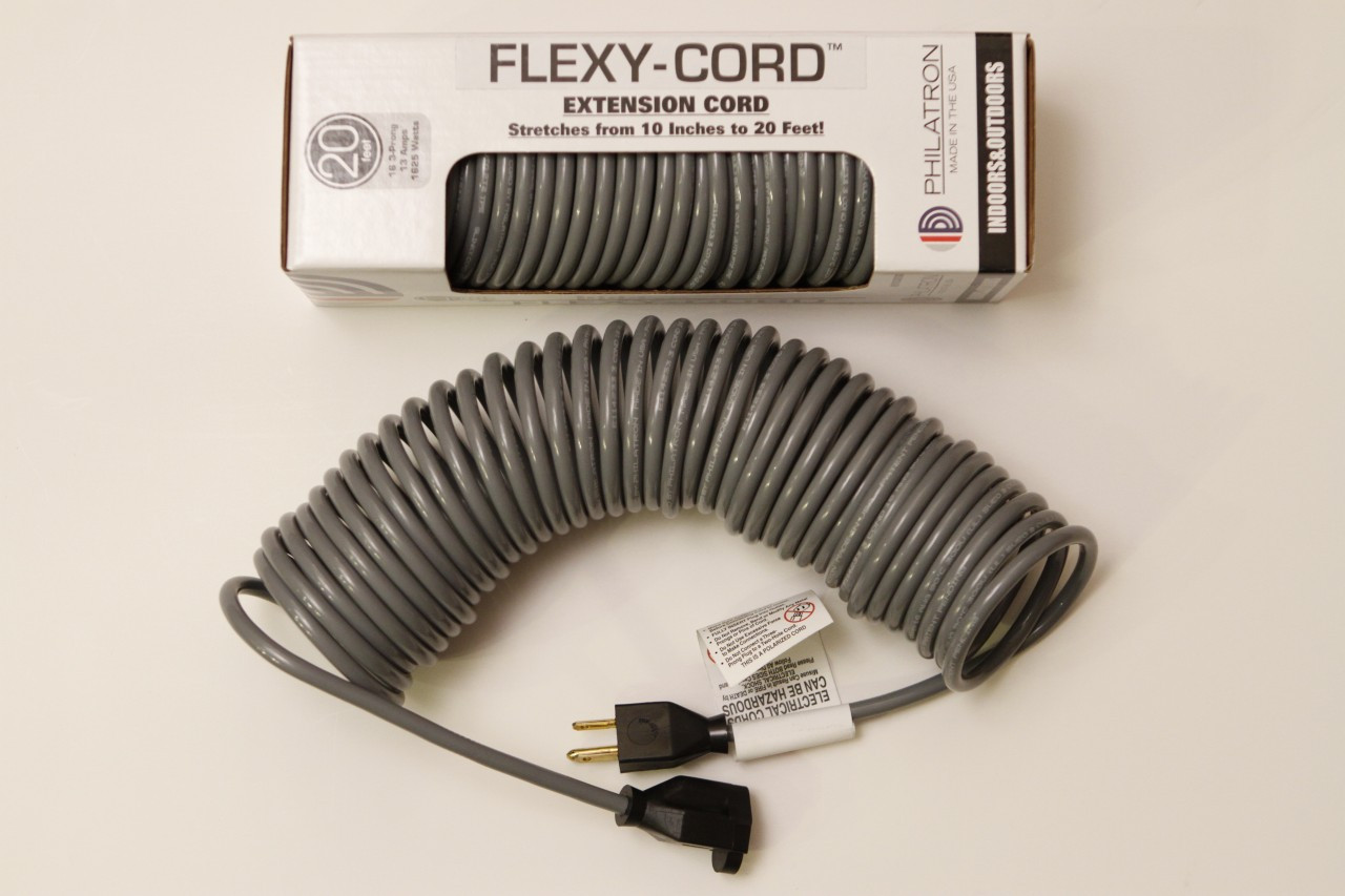 Flexy® Coiled Extension Cord Extends 10 in. to 20 ft. - 16 Gauge - 13 Amps
